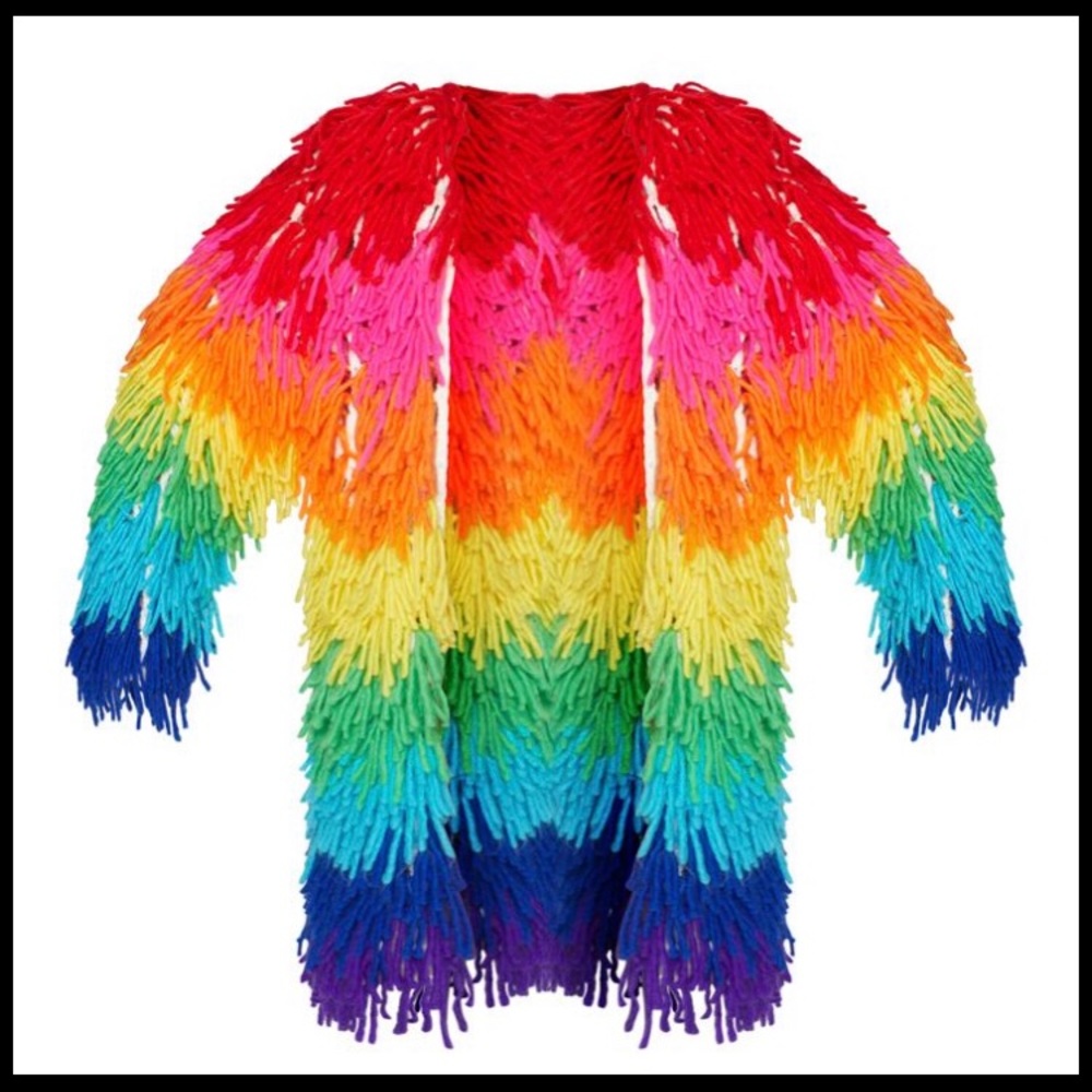 Festival Rave Rainbow Shag Coat